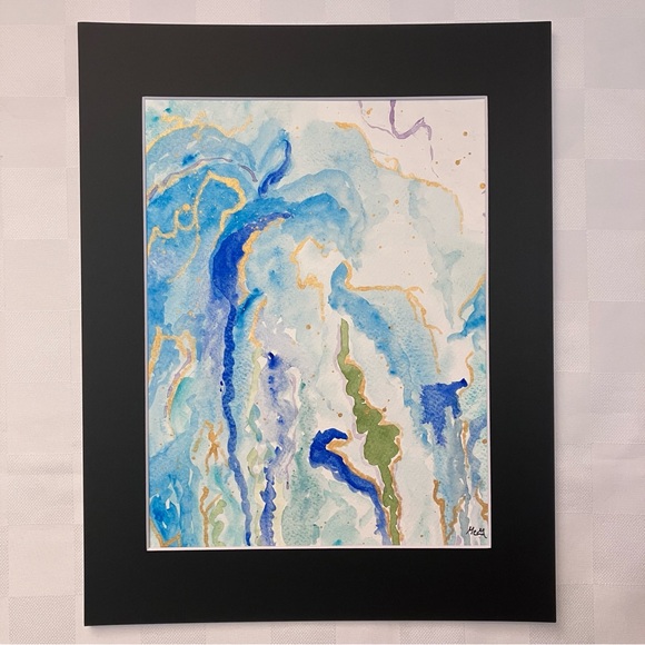 Abstract Waterfall Original Art Watercolor Landscape Painting - Picture 16 of 16